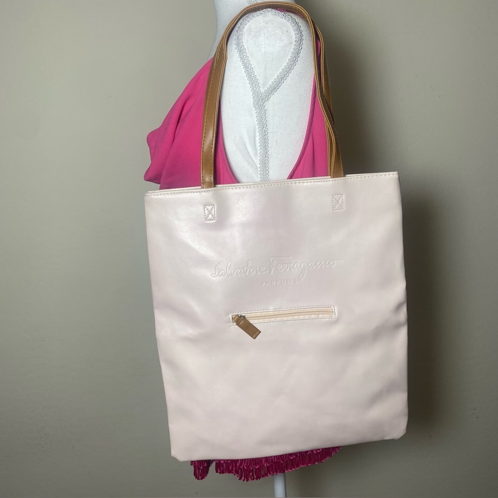 Salvatore Ferragamo Light Pink Tote with Tan Handles